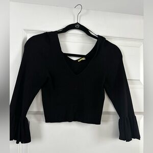 Gianni Bini Black Ribbed Crop Top